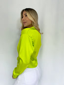 Blusa Manga Larga Satin Amarrar