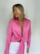 Blusa Manga Larga Satin Amarrar