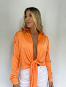Blusa Manga Larga Satin Amarrar