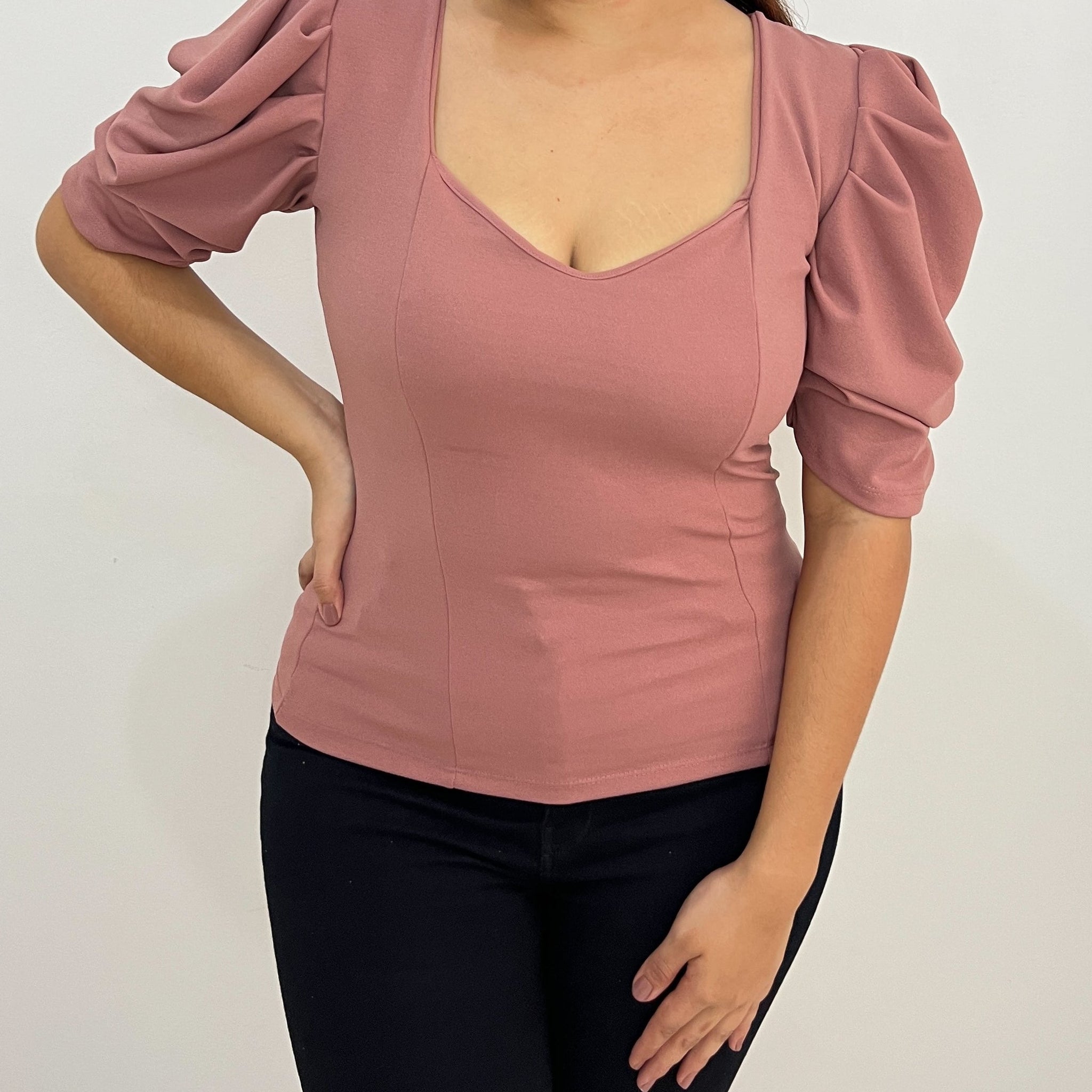 Blusa Manga Corta Globo