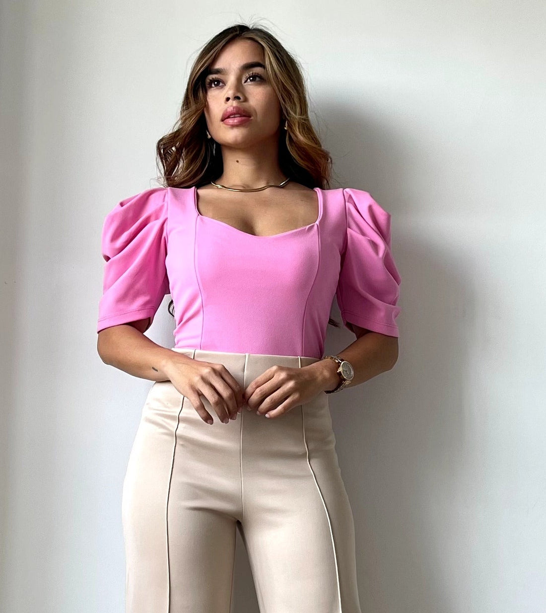 Blusa Manga Corta Globo