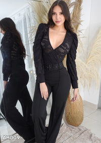 Pantalon Con Cierre Y Cinturon