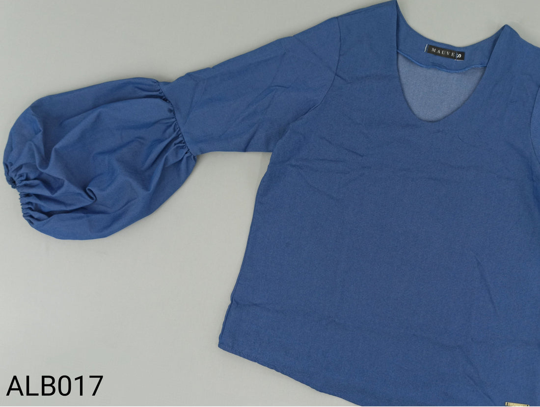 Blusa Indigo Manga Larga Puno Resorte