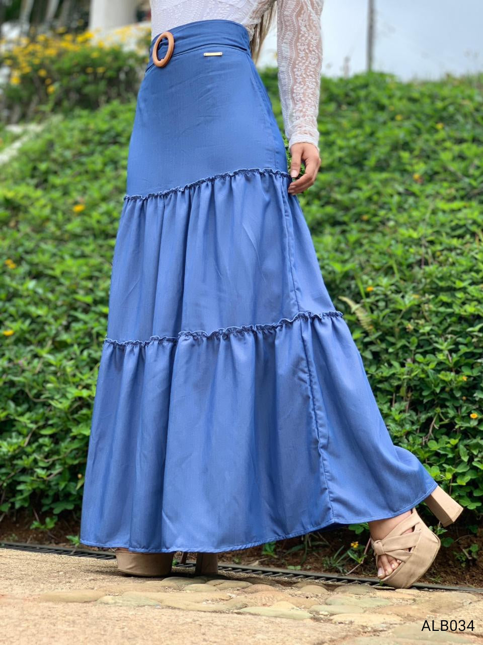 Falda Larga Indigo Herraje