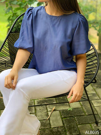 Blusa Indigo Manga Bombacha Resorte