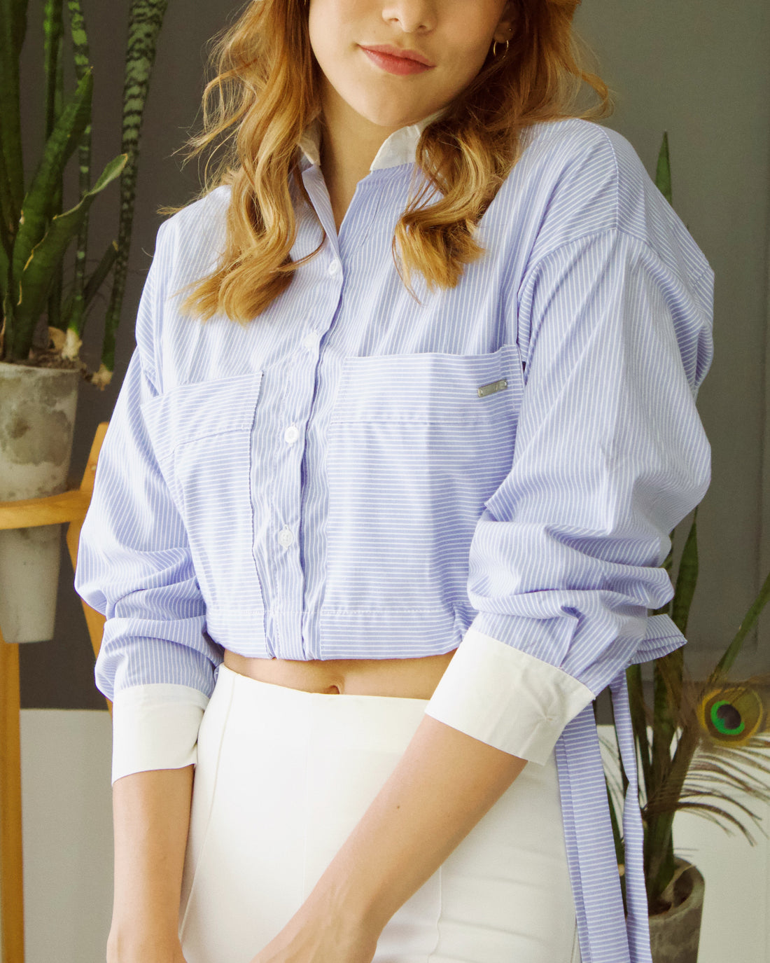Camisera Rayas Corta Recogida Lados