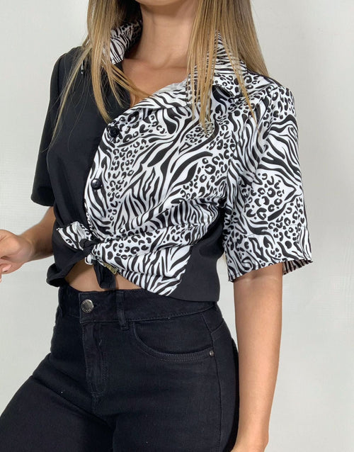 Blusa camisera dos tonos animal print