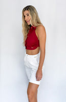Crop Top Botones Escote Espalda