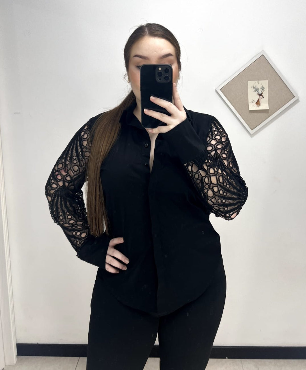 Blusa Popelina Manga Larga Talla Plus