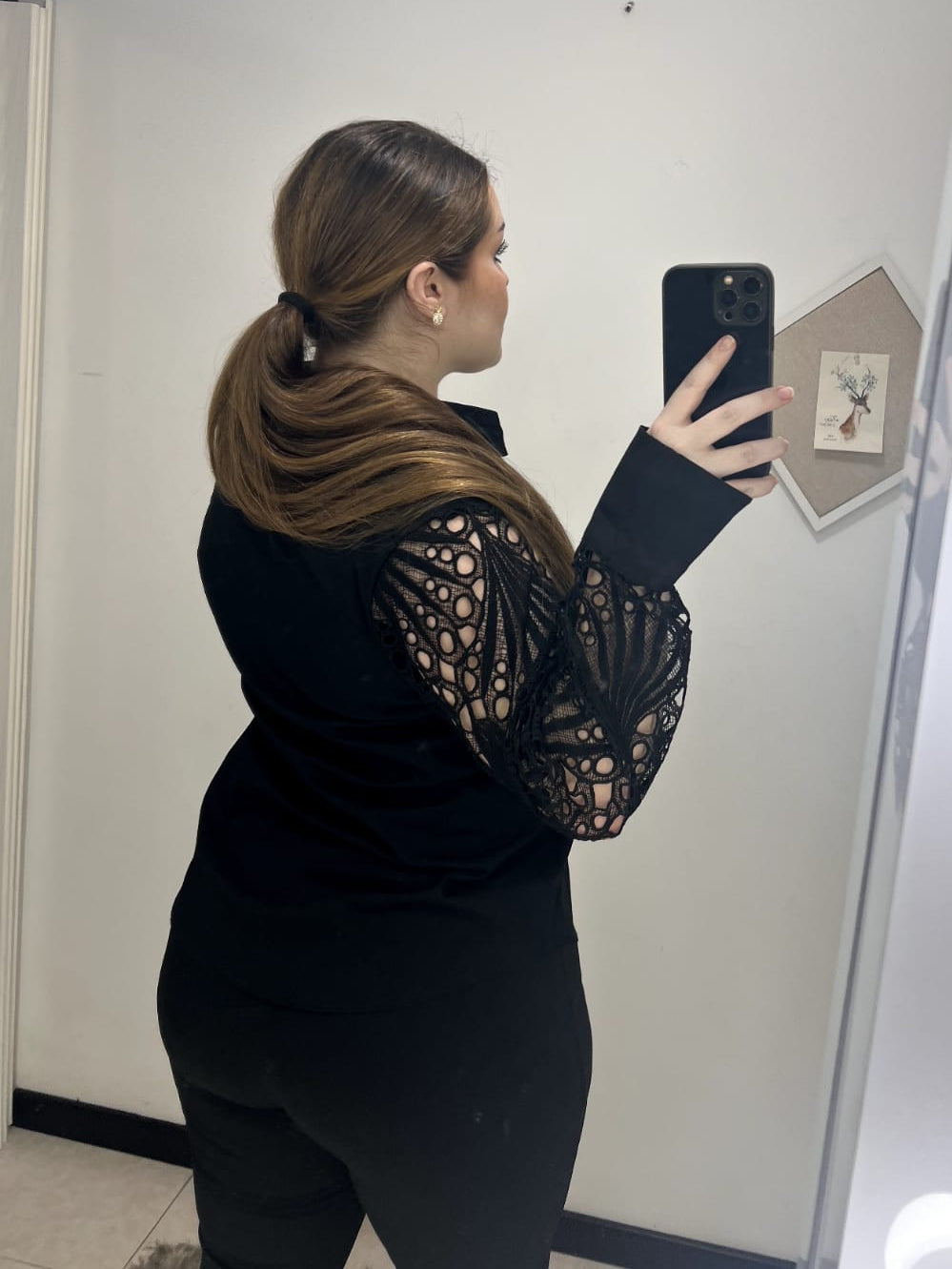 Blusa Popelina Manga Larga Talla Plus