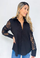 Camisera Popelina Manga Larga Encaje