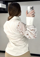 Camisera Popelina Manga Larga Encaje