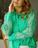 Camisera Popelina Manga Larga Encaje