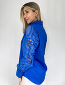Camisera Popelina Manga Larga Encaje