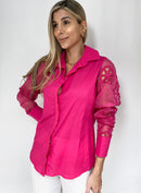 Camisera Popelina Manga Larga Encaje
