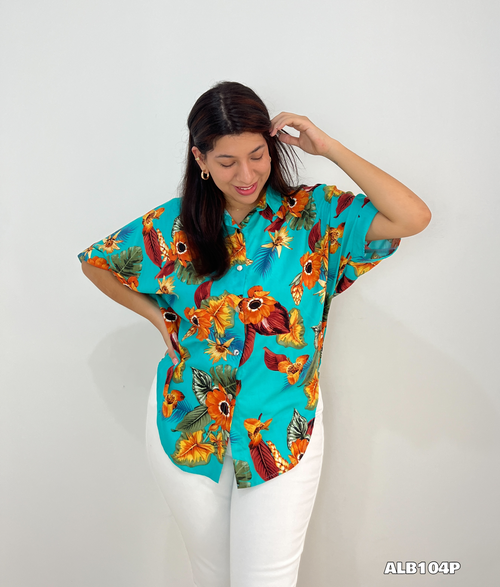 Camisera Manga Corta Estampada Botones