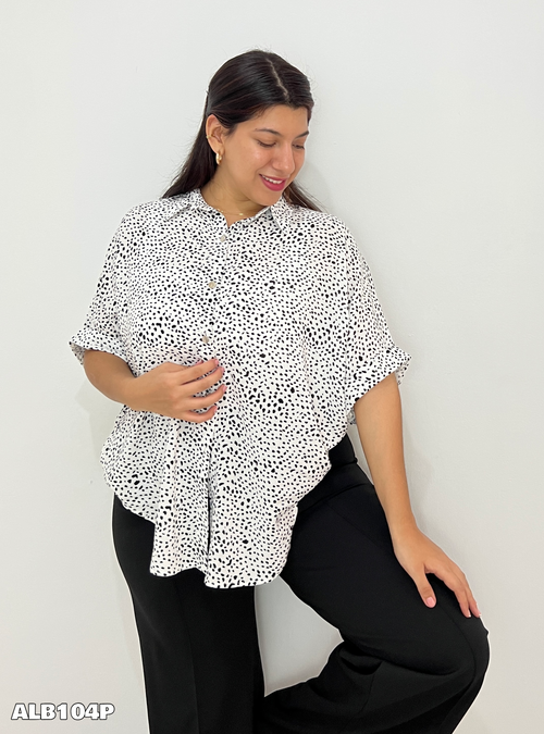 Camisera Manga Corta Estampada Botones