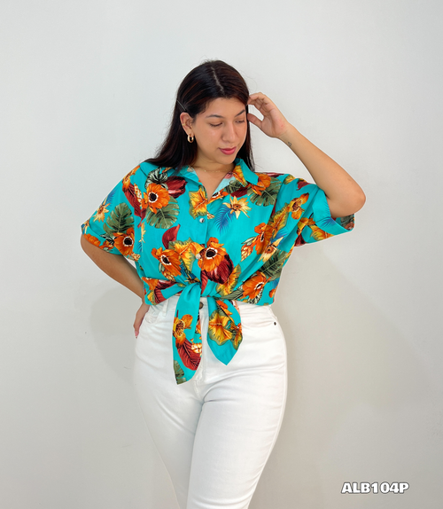 Camisera Manga Corta Estampada Botones