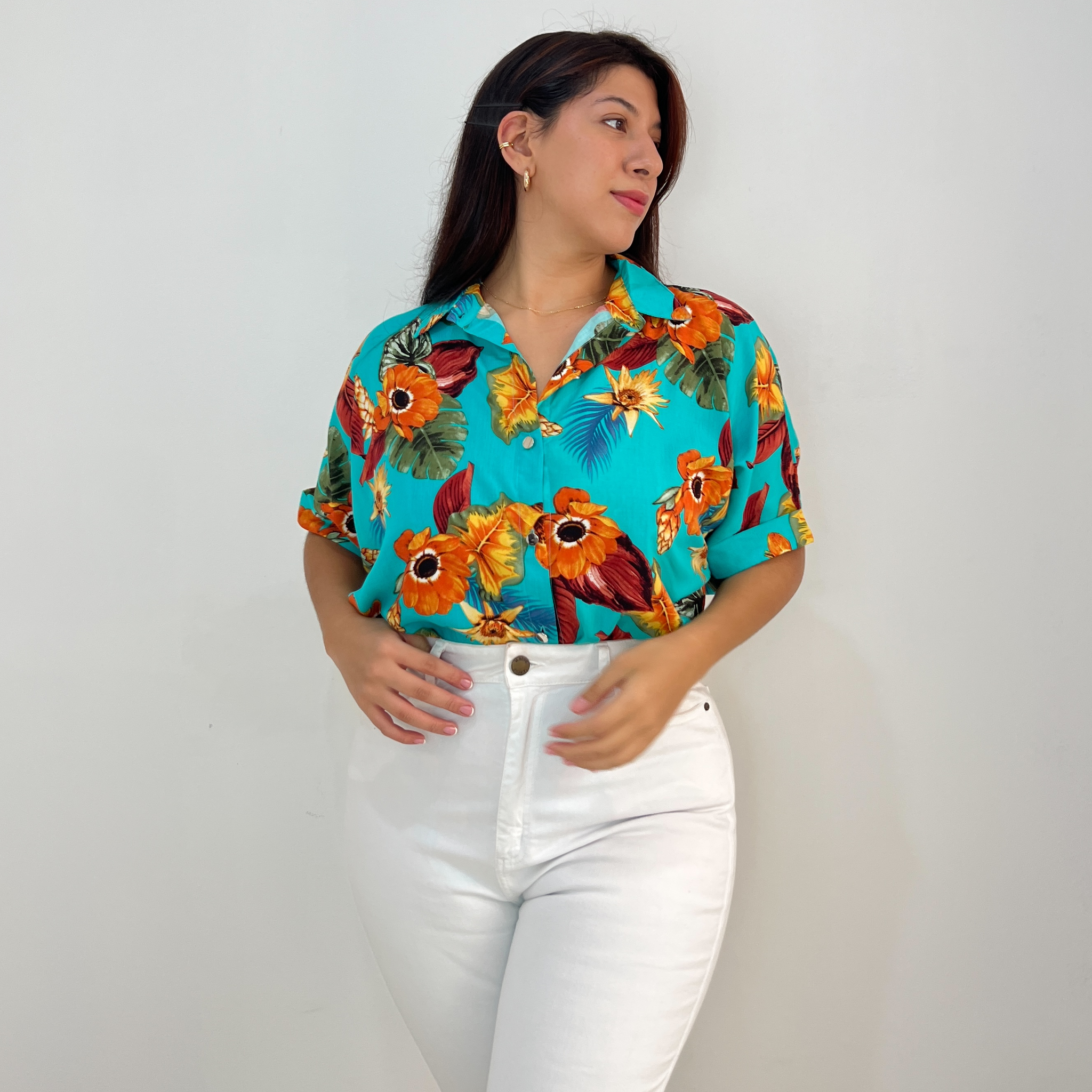 Camisera manga corta estampada talla plus