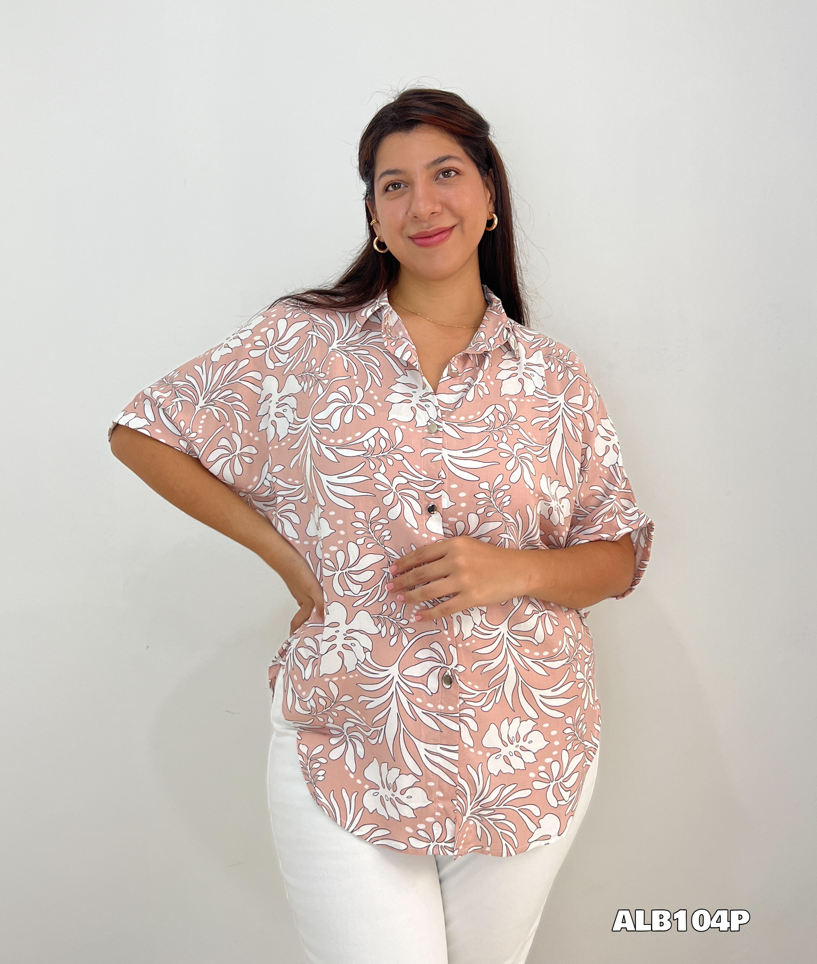 Camisera Manga Corta Estampada Botones