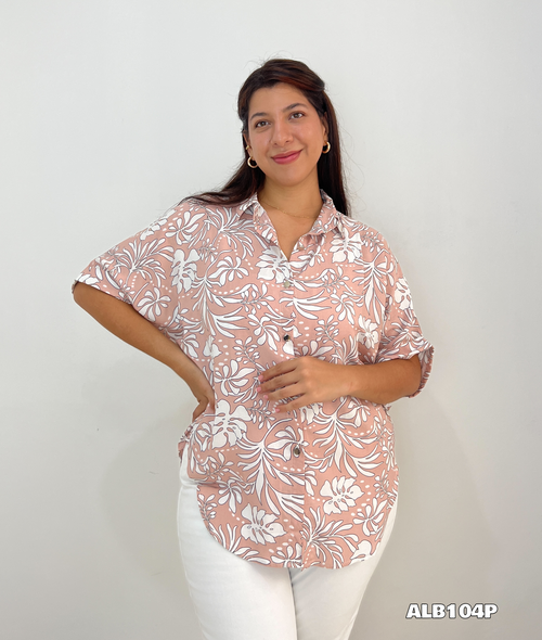 Camisera Manga Corta Estampada Botones