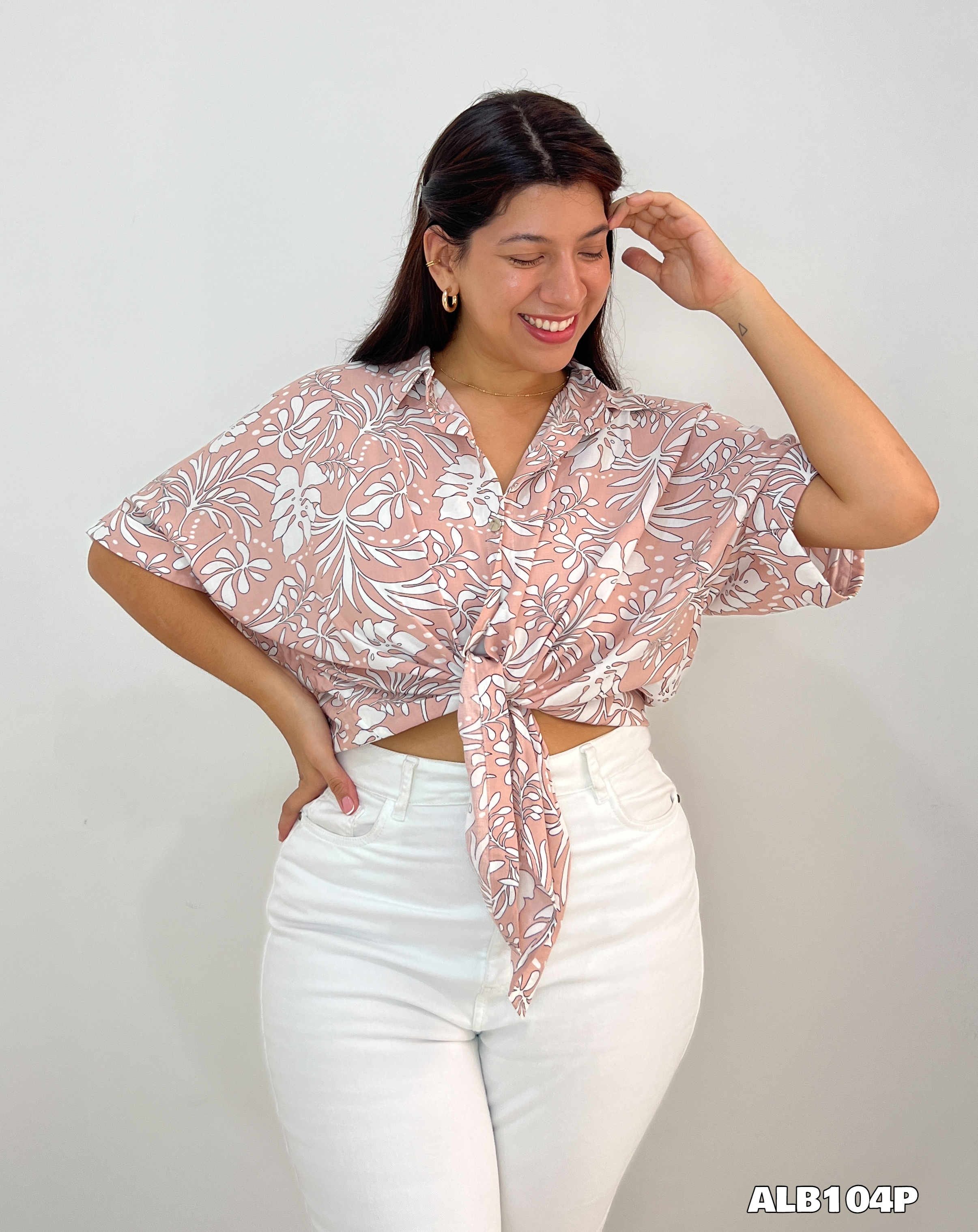 Camisera Manga Corta Estampada Botones