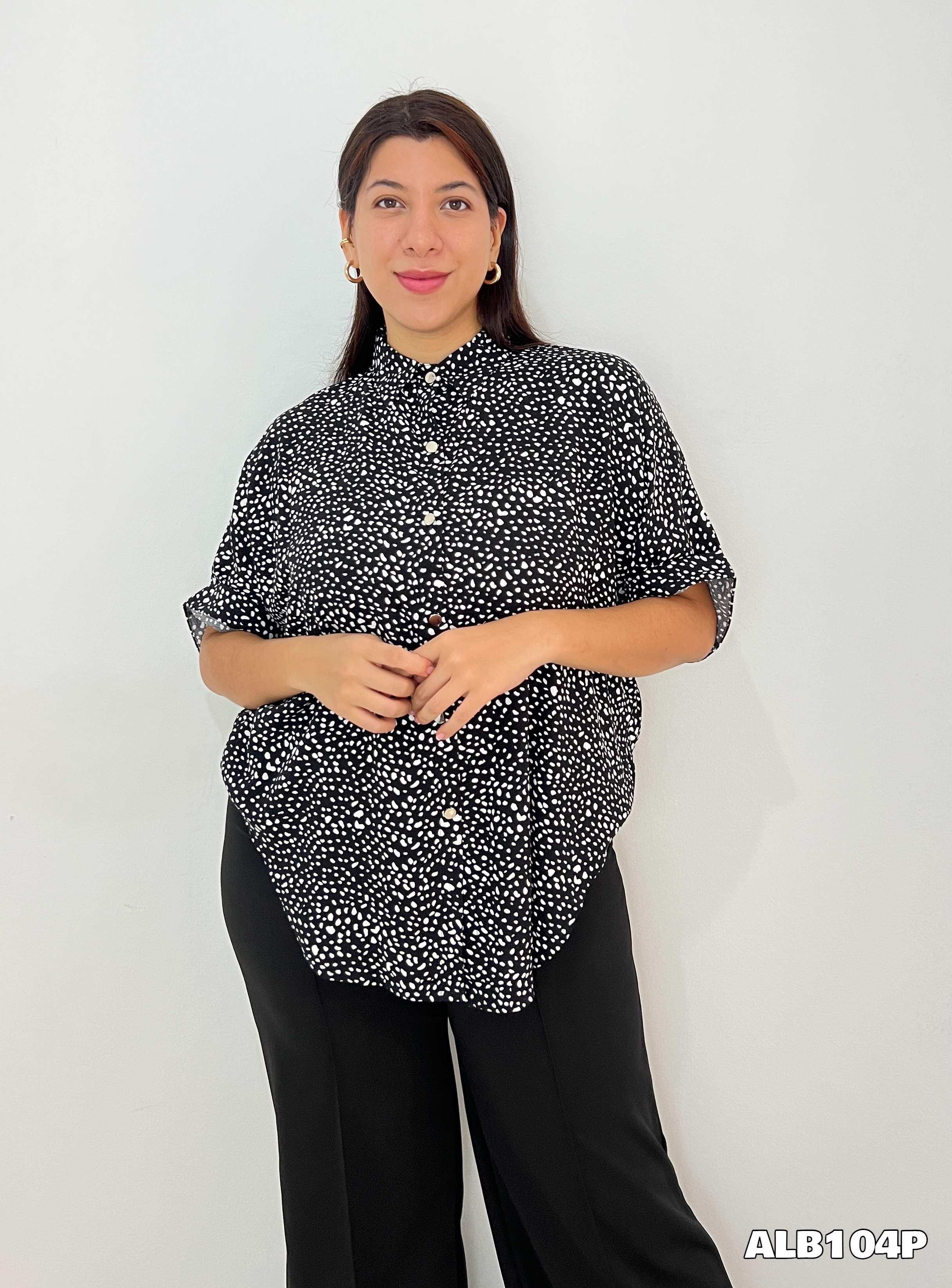 Camisera Manga Corta Estampada Botones