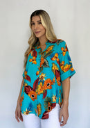 Camisera Manga Corta Estampada Botones