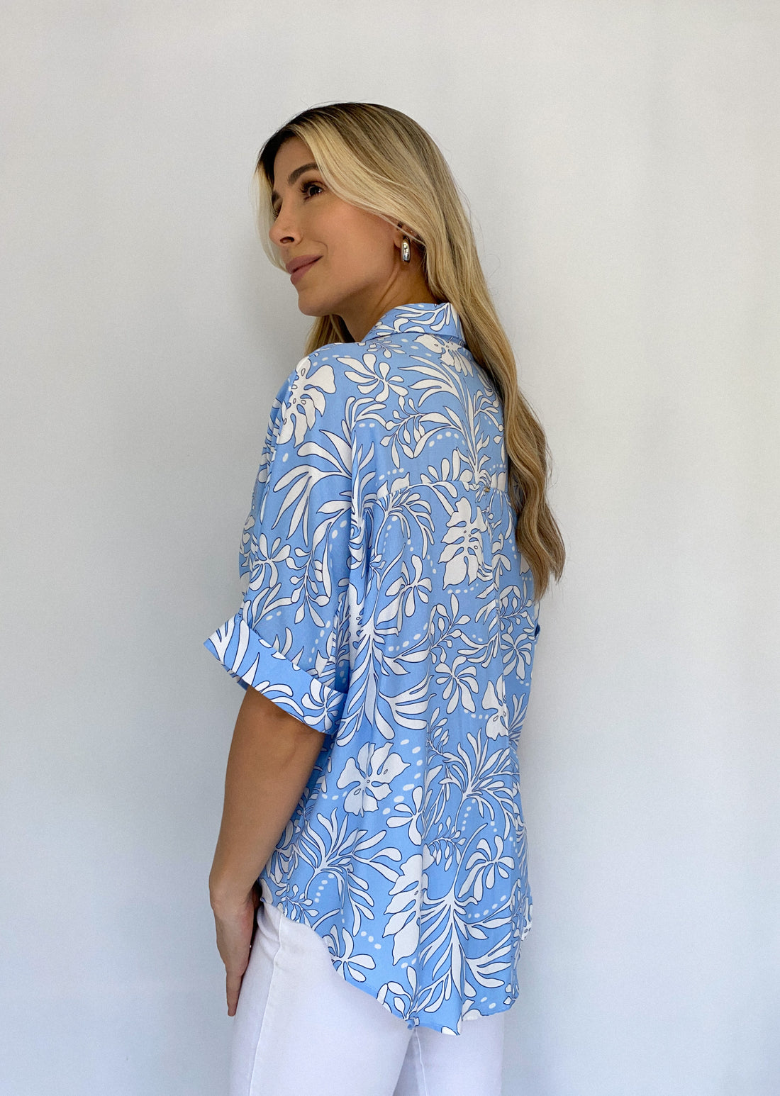 Camisera Manga Corta Estampada Botones
