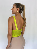 Crop Top Tiras Satinado Enresortado