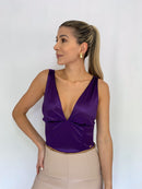 Crop Top Tiras Satinado Enresortado