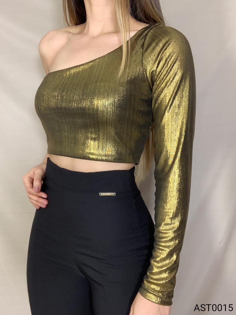 Blusa corta brillante 1 manga