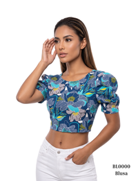 Blusa Destapada Espalda Estamp Flor Azul