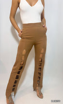 Pantalón abertura delantera en cuadros