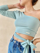 Blusa Asimetrica Amarrar Cintura