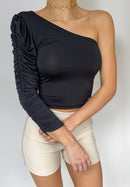 Blusa Asimetrica Manga Larga Resorte