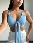 Crop Top Tiras Amarrar Busto
