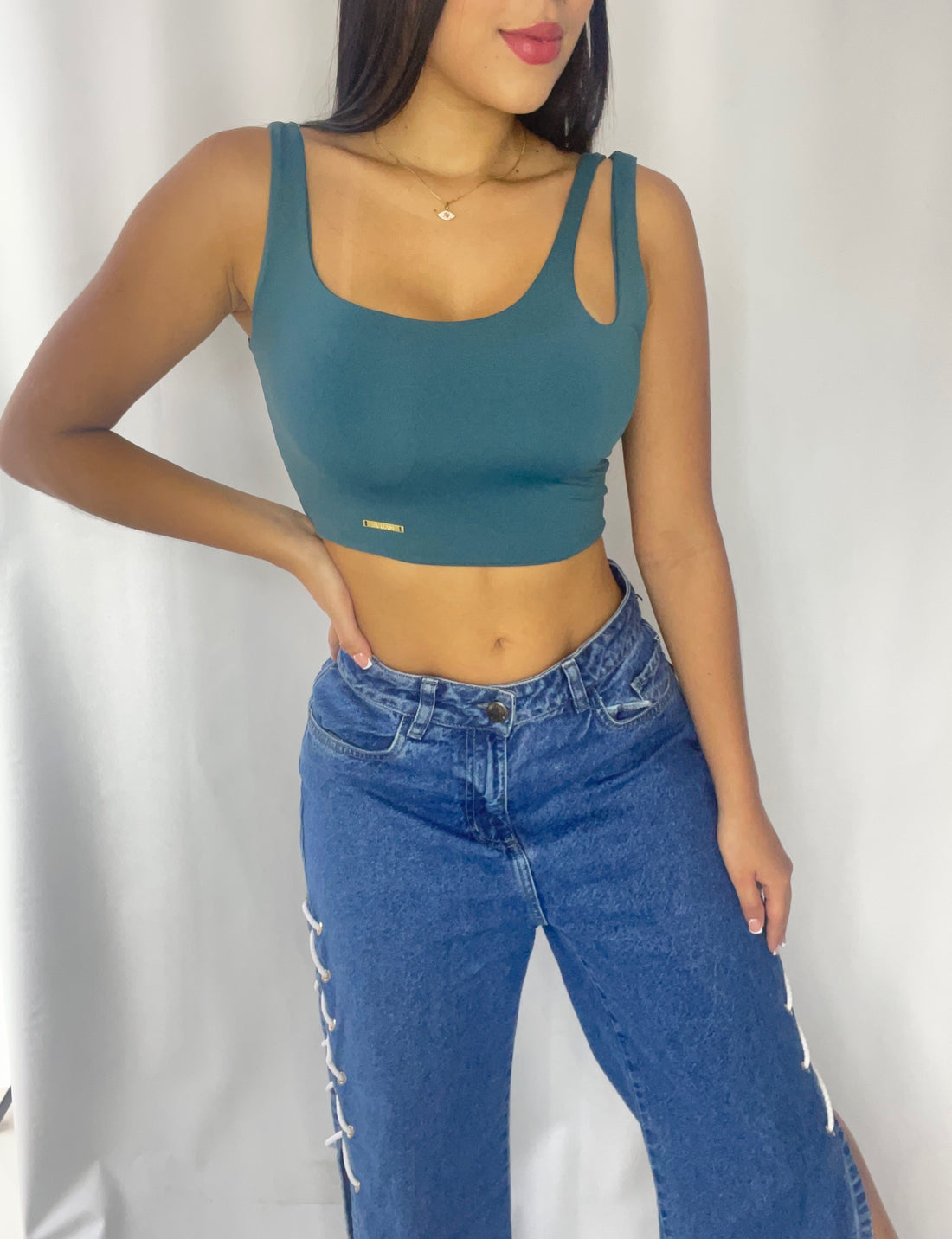 Crop top unicolor 3 tiras