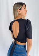 Blusa Manga Corta Escote Espalda Amarra