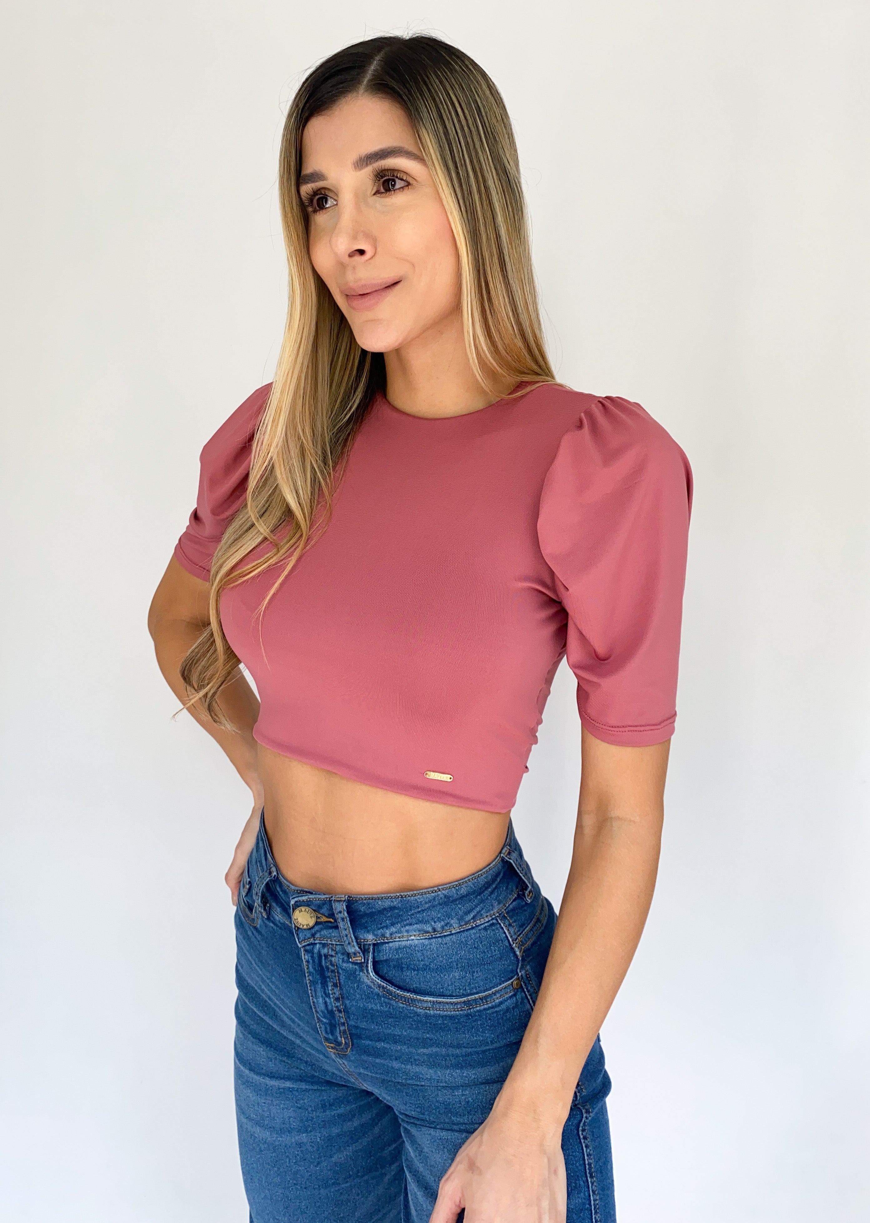 Blusa Manga Corta Escote Espalda Amarra