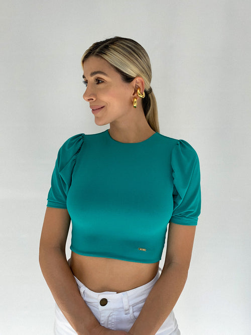 Blusa Manga Corta Escote Espalda Amarra