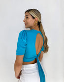 Blusa Manga Corta Escote Espalda Amarra