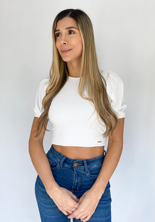 Blusa Manga Corta Escote Espalda Amarra