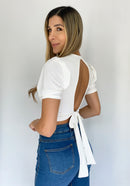 Blusa Manga Corta Escote Espalda Amarra