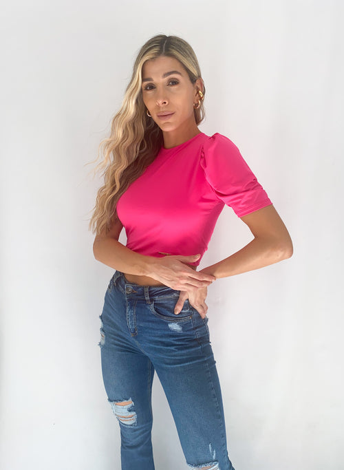 Blusa Manga Corta Escote Espalda Amarra