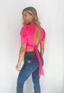 Blusa Manga Corta Escote Espalda Amarra