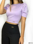 Blusa Manga Corta Escote Espalda Amarra