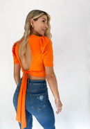 Blusa Manga Corta Escote Espalda Amarra