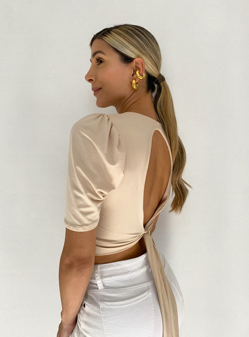 Blusa Manga Corta Escote Espalda Amarra