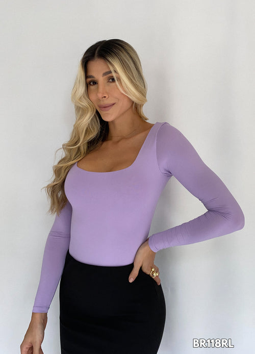 Body Manga Larga Cuello Cuadrado